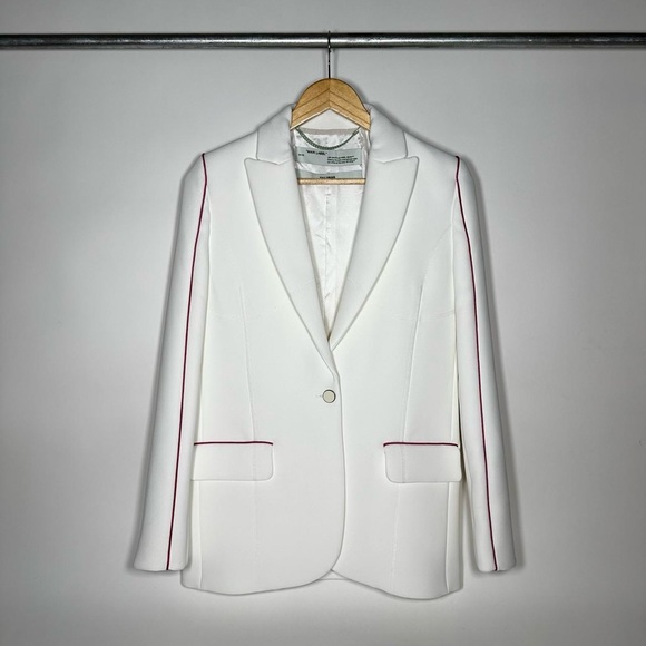 Off-White Contrast Trim Single-breasted Blazer in White Size 36 IT - Picture 1 of 7